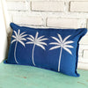 Blue Palm Tree Embroidered Cushion
