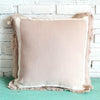 Soft Nude Cushion With White Edge and Fringe