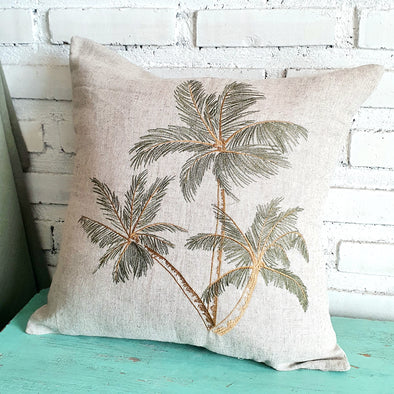 Embroided Palm Tree Motif Cushions