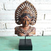Gold & Brown Antique Balinese Dancers Carved Wooden Mask (W)