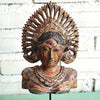 Gold & Brown Antique Balinese Dancers Carved Wooden Mask (W)
