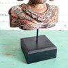 Gold & Brown Antique Balinese Dancers Carved Wooden Mask (W)