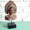 Gold & Brown Antique Balinese Dancers Carved Wooden Mask (W)