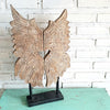 Carved Wooden Angel Wings with Heart on Stand