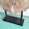 Carved Wooden Angel Wings with Heart on Stand