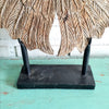 Carved Wooden Angel Wings with Heart on Stand