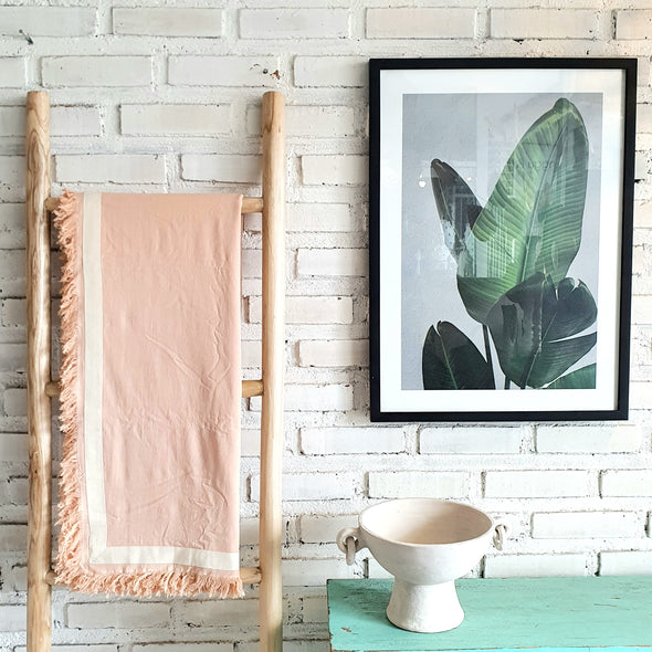Pink Cotton Throw With Fringe