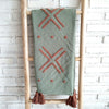 Green Cotton Throw with Terracotta Embroidery
