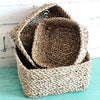 Set 3 Square Small Raffia Basket