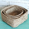 Set 3 Square Small Raffia Basket