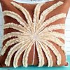 Brown with Natural Palm Tree Embroidered Cushion