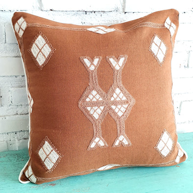 Embroided Brown Arrow Motif Cushion