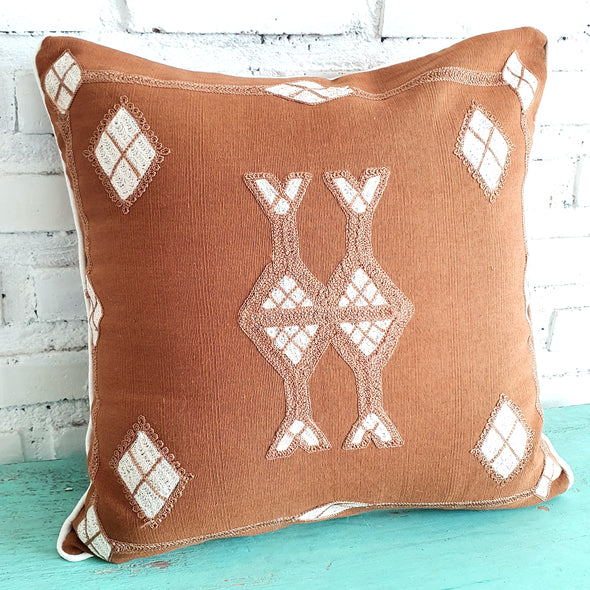 Embroided Brown Arrow Motif Cushion