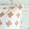 White Cushion with Brown Cross Embroidery