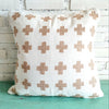 White Cushion with Brown Cross Embroidery