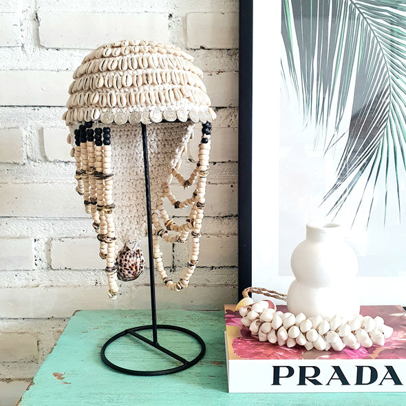 Plumed Shell Headdress With Stand