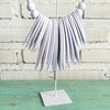 Small White Shell & Wood Necklace Style Decor With Stand