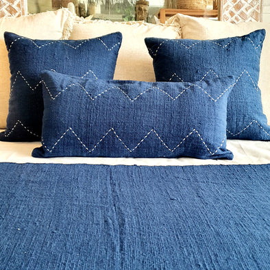 Navy Zigzag Stitch Pattern Cushion
