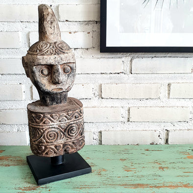 Hand Carved Tribal Wooden Statue on Stand