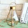 Geometric Brass & Glass Candle Holder (W)