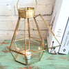 Geometric Brass & Glass Candle Holder (W)