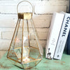 Geometric Brass & Glass Candle Holder (W)