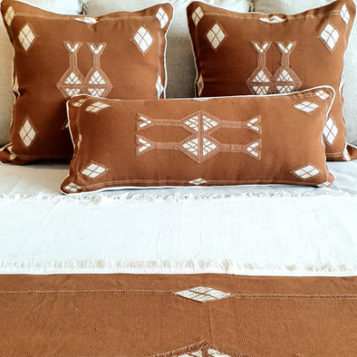 Embroided Brown Arrow Motif Cushion