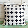 White Cushion with Brown Cross Embroidery