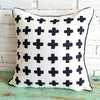 White Cushion with Brown Cross Embroidery