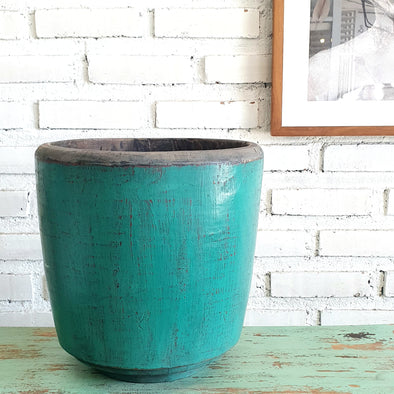Antique Green Wooden Planter