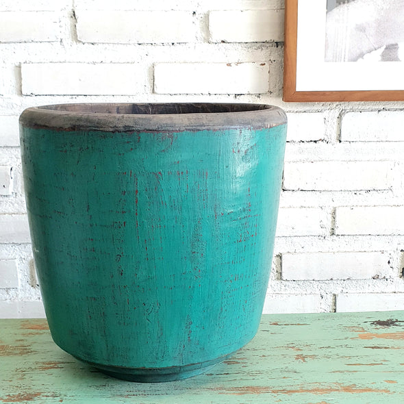 Antique Green Wooden Planter
