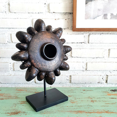 Wooden Tribal Sun Ornament