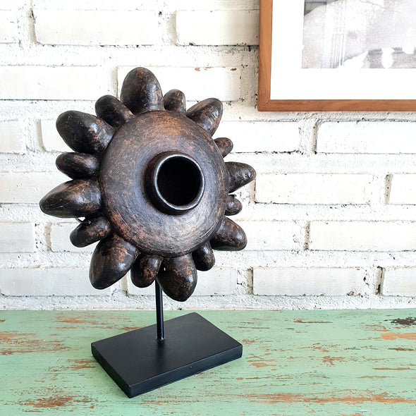 Wooden Tribal Sun Ornament