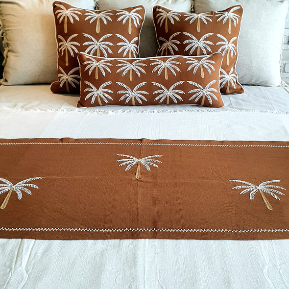 Palm Tree Embroidered Bed Runner
