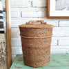 Rubbish Bin Rattan with Lid
