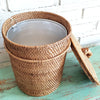 Rubbish Bin Rattan with Lid