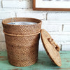 Rubbish Bin Rattan with Lid