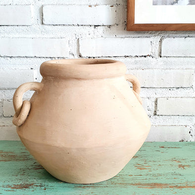 Rustic Clay Pot with Ring Handles