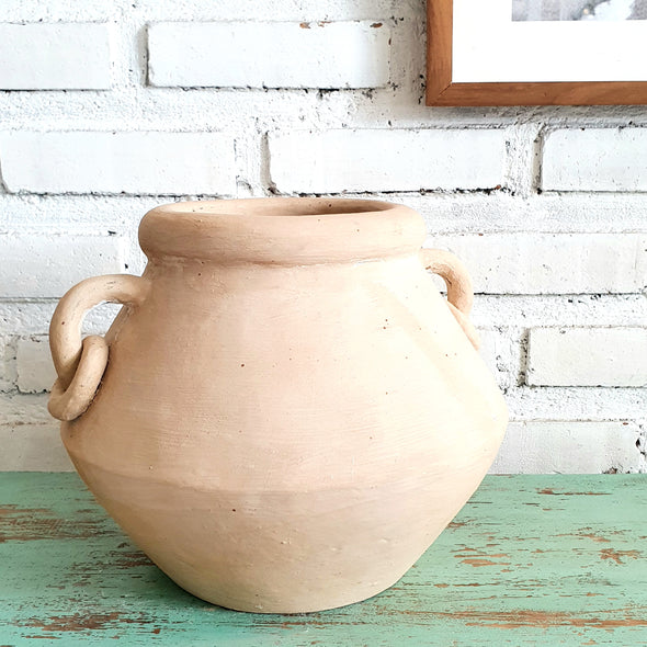 Rustic Clay Pot with Ring Handles