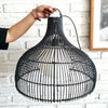 Black Rattan Dome Lamp