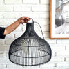 Black Rattan Dome Lamp