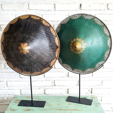 Decorative Vintage Rice Field Hat on Stand_CPCP (W)