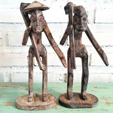 Rustic Wooden Farmer Statue