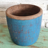 Antique Wooden Blue Pot