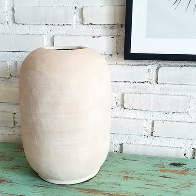 Minimalist Cylindrical Clay Vase