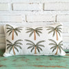 White Palm Tree Embroidered Cushion