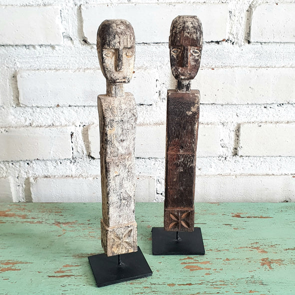 Rustic Wooden Statue With Stand