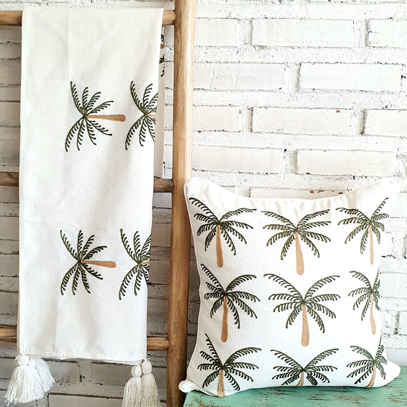 Mini Palm Embroidered Bed Runner