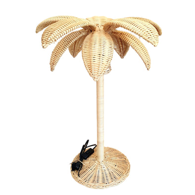 Standing Rattan Lamp with Palm Tree Design