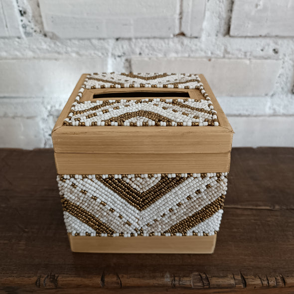 New Multicolor Beaded Tissue Box Small